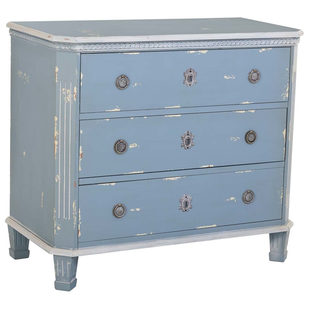 Commode en bois bleu avec 3 tiroirs 92x46x81h cm
