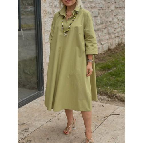 Women's Maxi Dress Summer Dress Casual Daily Regular Fit Plain 3/4 Length Sleeve V Neck Black Yellow Red Green Summer