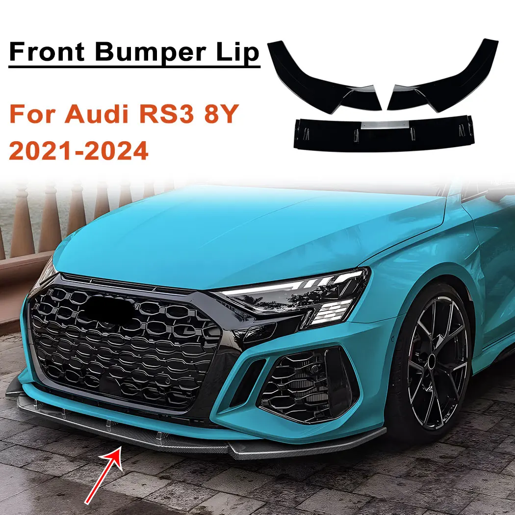 Per Audi RS3 8Y 2021-2024 Auto a tre stadi Paraurti Anteriore Spoiler Labbro Anteriore Splitter Corpo Protezione Esterna Modificato Accessori Auto