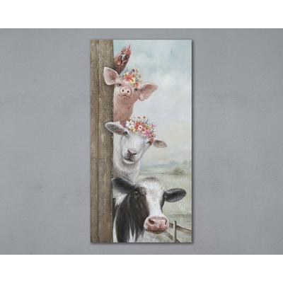 La Casa »Tiere schauen um die Ecke« Ölbild handbemalt 70x140 cm Image