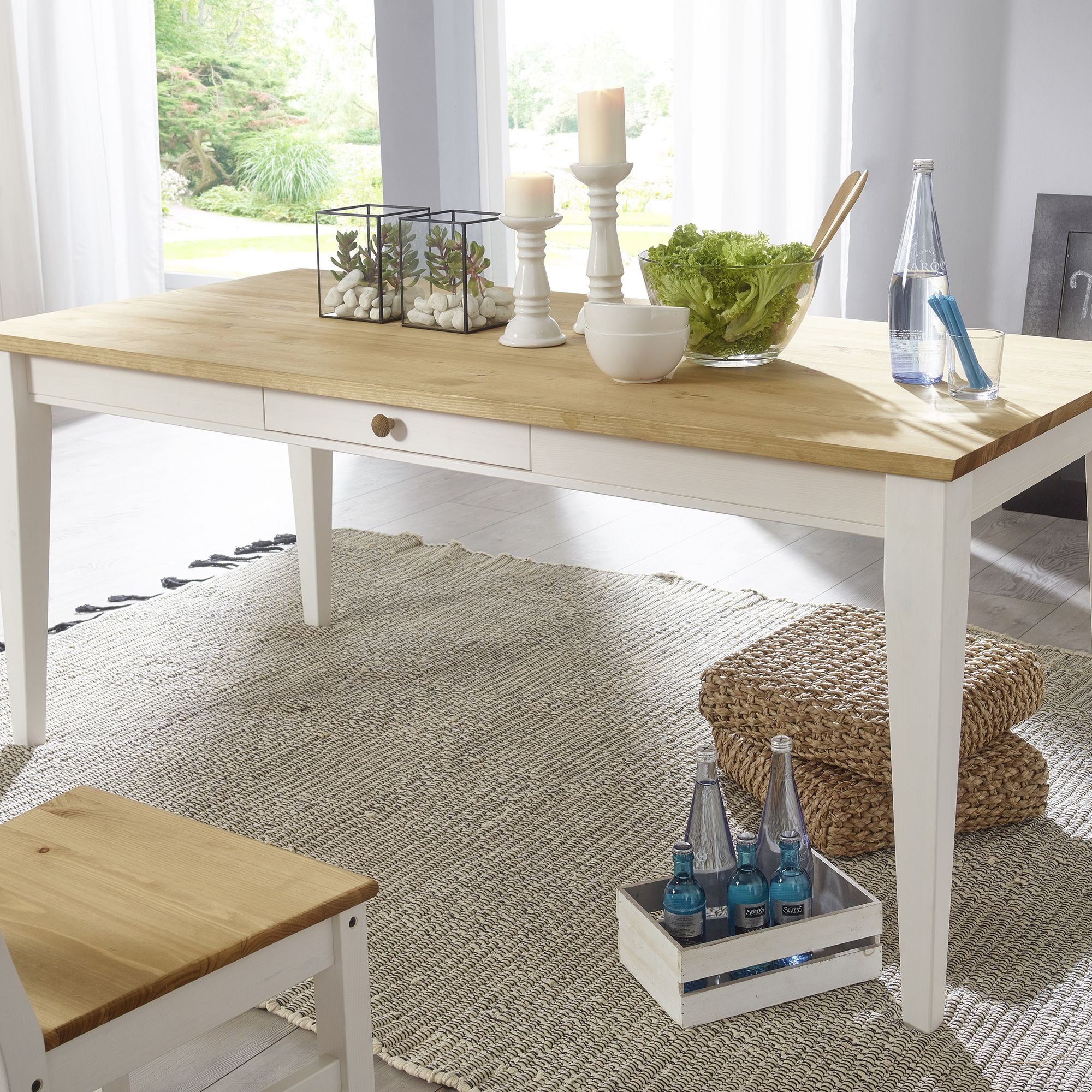 3S Frankenmöbel »Country« Massivholz Esstisch weiss