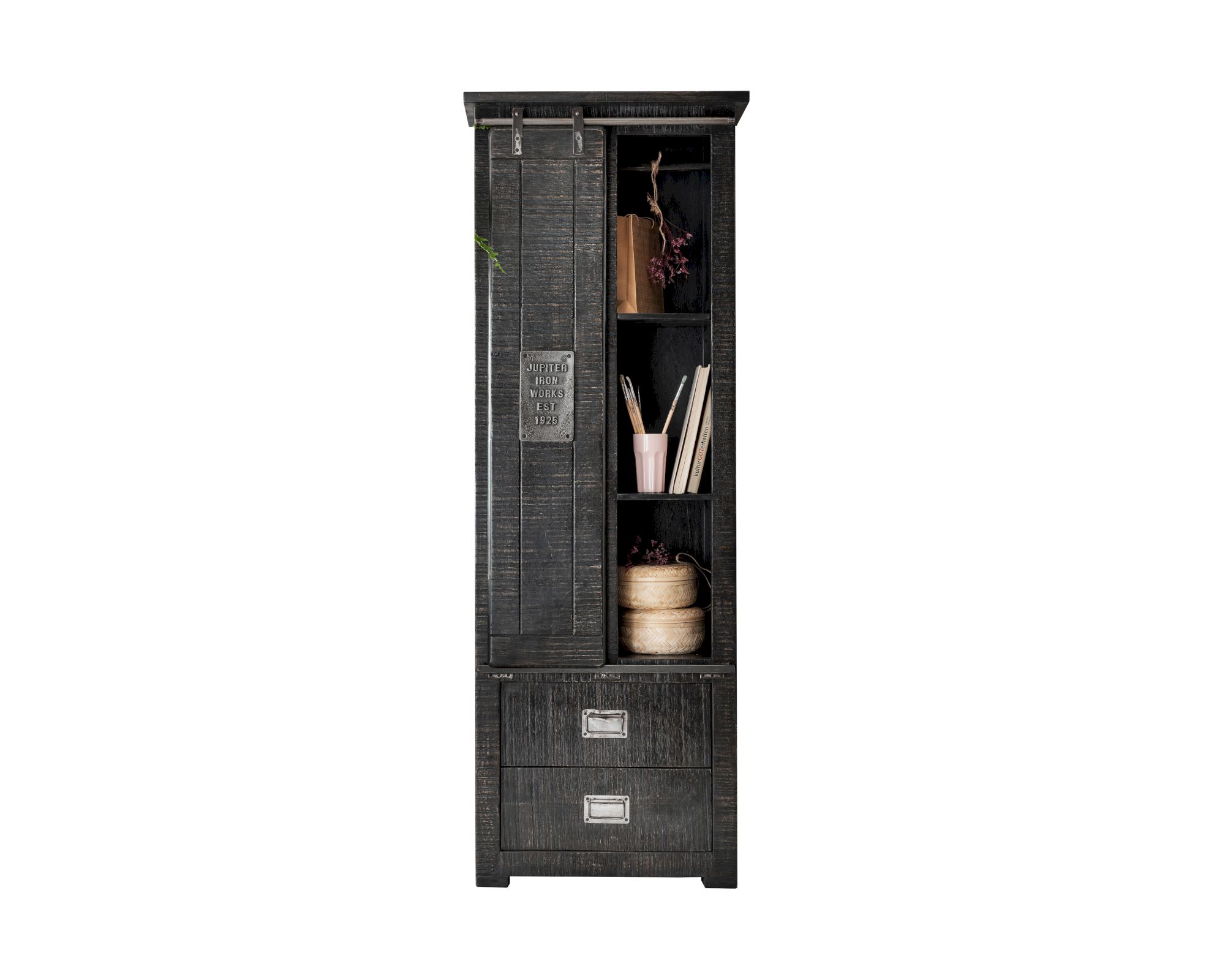 3S Frankenmöbel »Cosma« Massivholz Badezimmer-Standregal breit grau Image