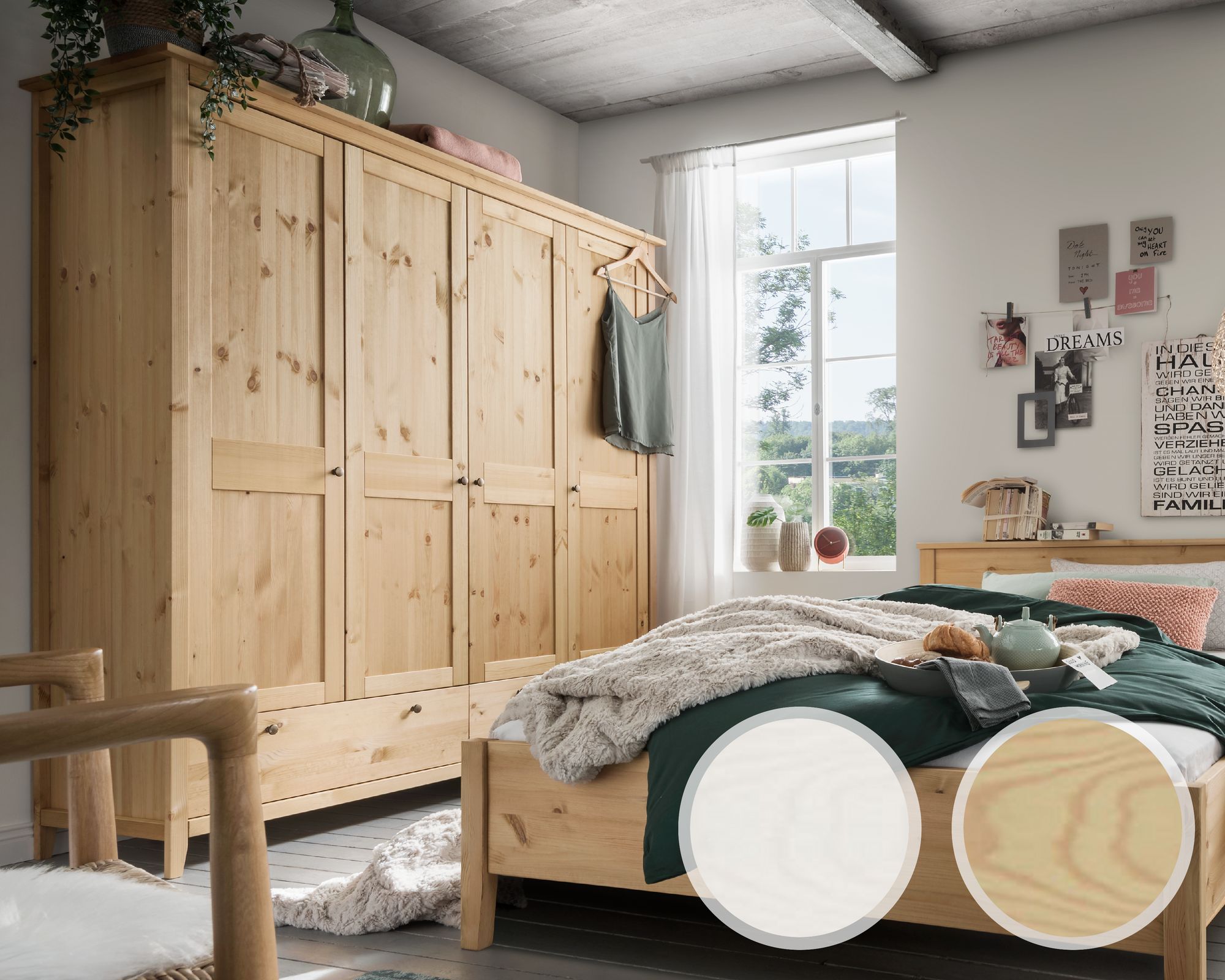 Massivholz »Solvita« Kleiderschrank 4-türig – erhältlich in 2 Ausführungen