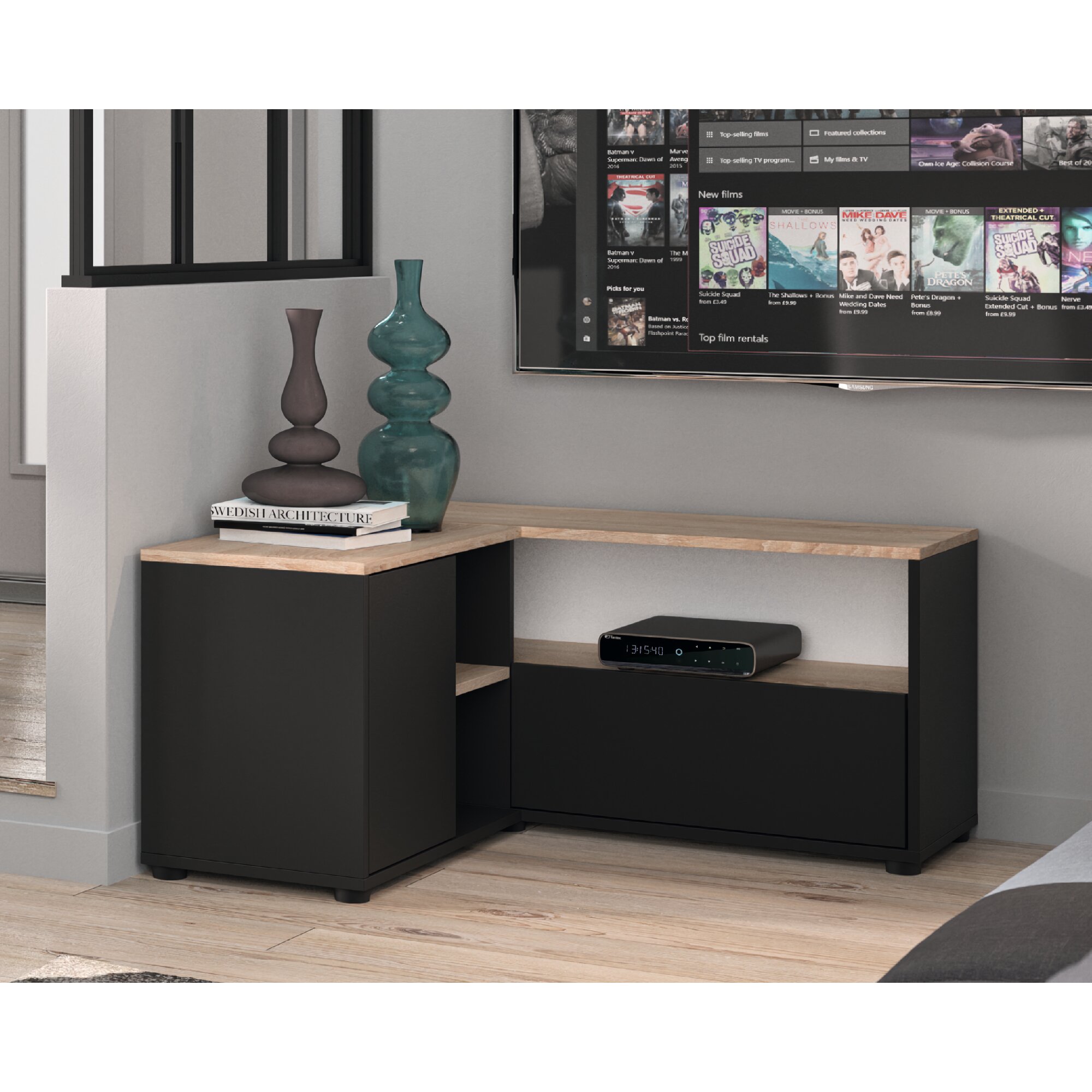 TemaHome »Angle« TV-Schrank 90 Schwarz mit Eiche