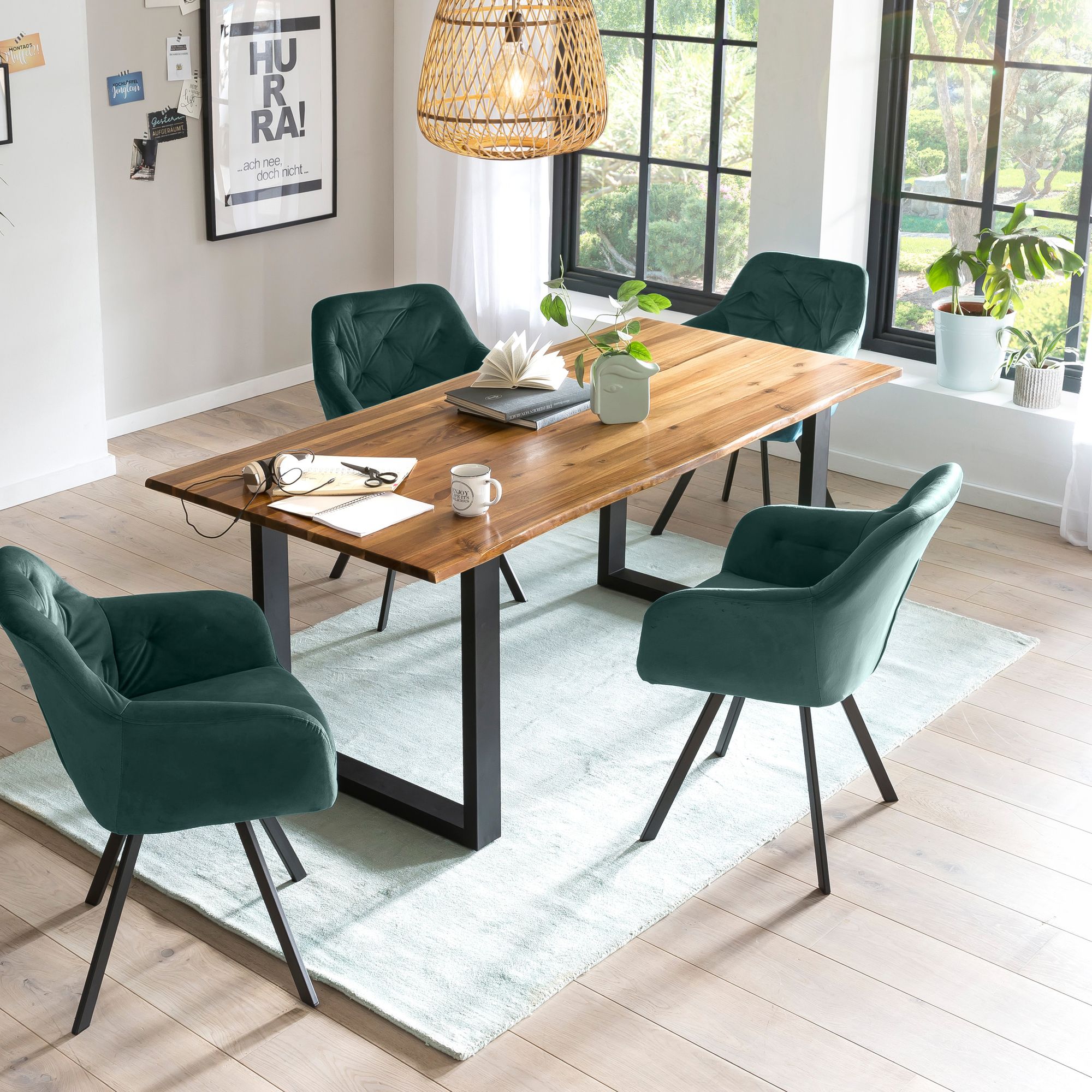 SalesFever »Lando-Fiona« Esszimmergruppe Akazie grün – erhältlich in 2 Größen