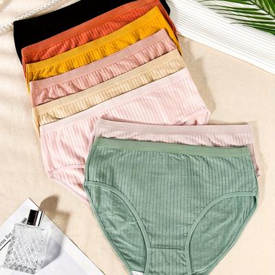TEMU 8pcs Women's Plus Size Briefs - Assorted Colors, , High-waisted, Seamless Underwear Image