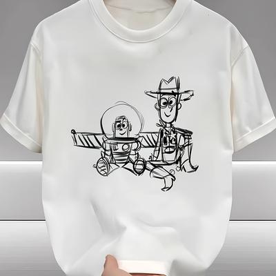 "TEMU Men's Casual Summer T-shirt - "" Print, Short Sleeve, Lightweight & Breathable, Round Neck, Relaxed Fit, Comfortable Clothing | Graphic Tee |" Image