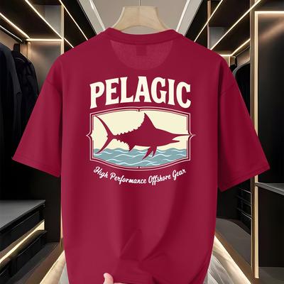 "TEMU Men's "pelagic" Graphic T-shirt - High-performance Offshore Gear Design, Casual & Sporty, Loose Fit, Short Sleeve, Summer Tee, Casual Summer Wear | Graphic Tee | , Pelagic Shirt" Image