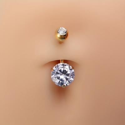 TEMU 1/7pcs Round Synthetic Synthetic Zirconia Belly Piercing Rings Stainless Steel Belly Button Ring Body Jewelry 14 Gauge Image