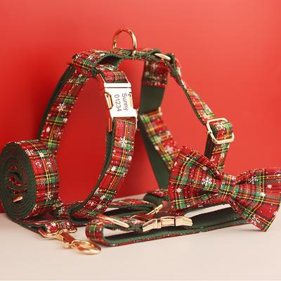 TEMU Christmas Style Star Adjustable Dog Collar, With Metal Snowflake Dog Collar Soft And Comfortable Adjustable Collar With Leashdog Vest Image