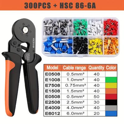TEMU Copper Crimping Tool Set With Pliers And Wire Terminal Block Adapters, Pvc Insulated, Non-electric, For Electrical Connections, Crimping Tool Accessorie Image