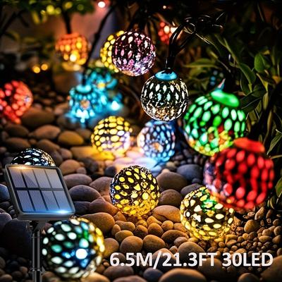 TEMU Moroccan Ball Solar String Lights - 30/20 Led, Multicolor Moroccan Fairy Lights, Ipx4 Solar Light Outdoor, Home Bedroom Decor, Ideal For Garden Fence Patio Yard Day Christmas Party Image