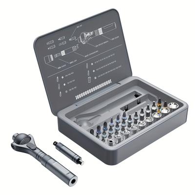 TEMU Magnetic Screwdriver Set, Detachable Ratchet Handle Multifunctional Screwdriver Set, Household Maintenance Tool Kit Image