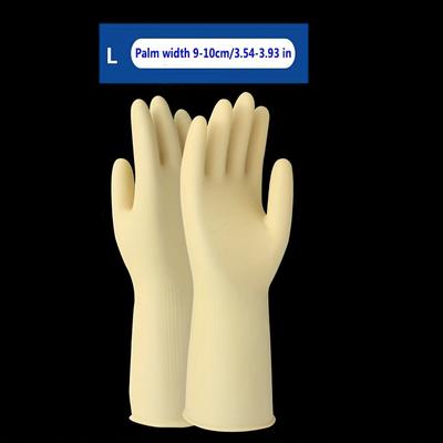 TEMU Tough Rubber Household Gloves, Waterproof Plastic, Comfortable Texture, Non-slip Grip, Rolled Cuffs - Multipurpose For Bathroom, Kitchen, Cleaning Image