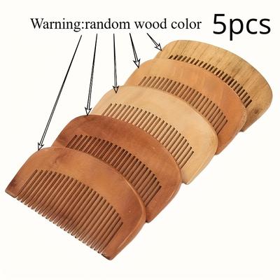 TEMU 5pcs Hair Combs Set - Anti-static, Scalp Massage Brushes For Normal Hair, Wood Bristle Finishing Comb With Lotus Tree Handle