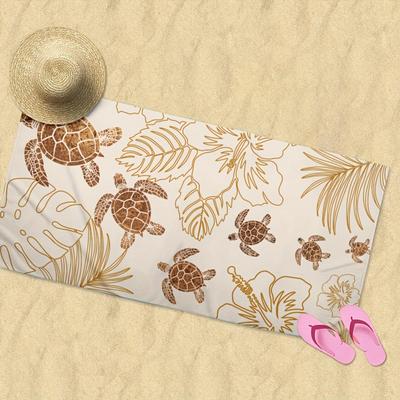 TEMU Oversized Microfiber Beach Towel - Lightweight, Quick Dry, Turtle Pattern, Soft Polyester, Machine Washable, Towel For Beach, Camping, Swimming, Fitness, Travel Image