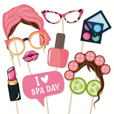TEMU 10pcs Set Of Spa Party Props, Spa Photo Booth Props With Sticks, Makeup/spa Party Decorations For Women, Girls, Birthday Party Decorations, Makeup Selfie Props, Spa Party Games Image