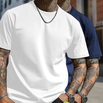 TEMU 2pcs Men's Summer Sports T-shirts - Slim Fit, Quick-dry & Breathable Polyester Blend, Lightweight For Running, Basketball & Casual Wear, Sleeveless Round Neck Design, Versatile Four-season Use Image