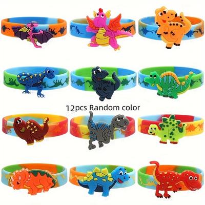 TEMU 12pcs Dinosaur Silicone Bracelets Dinosaur Bracelets Wristbands Festival Dinosaur Theme Festival Festival Gifts Image