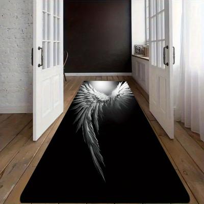 TEMU 1pc Thick Non-slip Kitchen Floor Mat With White – , Machine Washable Polyester For Living Room, Porch, And Home Decor, Kitchen Rugs Image
