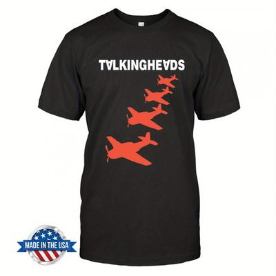 TEMU In Light Vintage Airplane Graphic T-shirt - Tee With White Text & Red Planes, Bohemian Style Regular Fit Round Neck, Made In Usa, Hand Wash Only, Airplane T Shirt, Adult Clothing, Design, Image