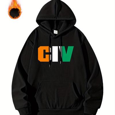 TEMU Cote D' Civ Men' Hoodie, Pullover With Kangaroo Pocket And Drawstring, Top For Autumn And Winter Sports. Image