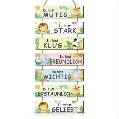 TEMU Animal Pictures For Nursery, Wall Decor Children's Room Girls Boys, Animal Wooden Sign With Quote, Kids Wall Art With Slogan, Forest Animals Creatures Posters For Baby Room Decoration Image
