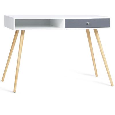 Idmarket - Skandinavischer Schreibtisch effie Holz weiß Schublade grau Image
