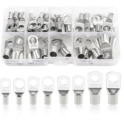 60-teiliges Ringkabelschuh-Set, Rohrkabelschuhe, Batteriekabel-Endklemmen, für Elektrokabel, Silber Image