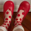Mode rote Frauen Ballerinas Retro großen Kopf flache Schuhe Frau flache Tanz schuhe lässige Slipper