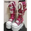 Retro Canvas Gürtelschnalle Riemen Dicke Sohle Motorradstiefel 2025 Mode Größe 33-43 Freizeitschuhe