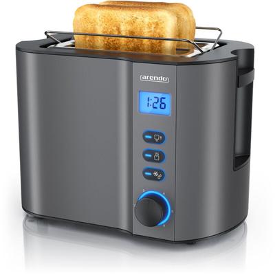 Manha Toaster mit Restzeitanzeige, 2 Toastschlitze, integrierter Brötchenaufsatz, 6 Stufen,