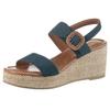 Keilsandalette MARCO TOZZI, Damen, Gr. 40, blau (navy), Textil, unifarben, Veloursleder, klassisch, Schuhe, Sommerschuh, Riemchensandale mit Feel Me-Ausstattung