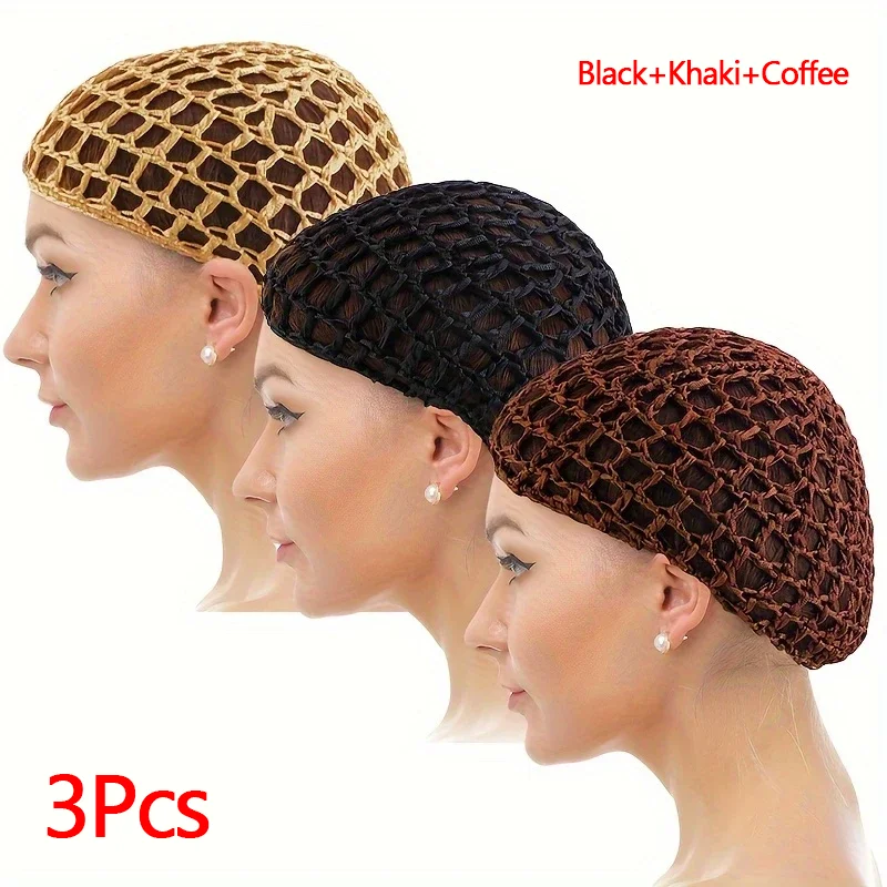 2Pcs/3Pcs Set Beanie Pullover Mesh Cap Einfarbig Schlafen Kappe Handgemachte Süchtig Haar Net Haar Protector haar Net Tasche Image
