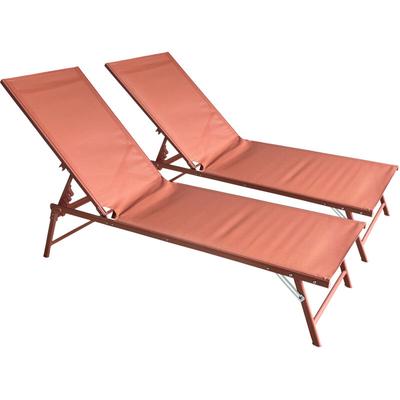 2er Set Klappsonnenliegen sicilia aus Textilene Terracotta - Gestell Terracotta Image