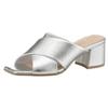 Pantolette MARCO TOZZI, Damen, Gr. 38, silber (silberfarben), Lederimitat, unifarben, glänzend, elegant, Schuhe, Blockabsatz, Sommerschuh, Schlappen mit gekreuzter Bandage