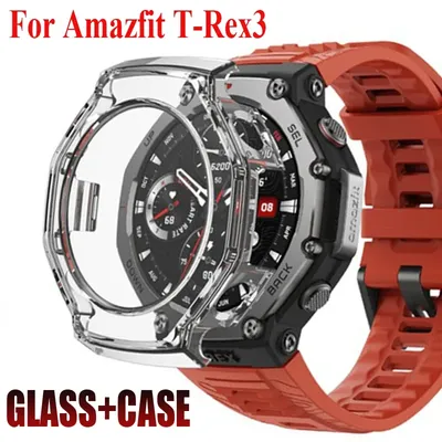 Gehärtetes Glas + Hülle für Amazfit T REX 3, Displayschutzfolie, harte PC-Stoßstangen-Schutzhülle für Huami Amazfit T-REX 3 Zubehör Image