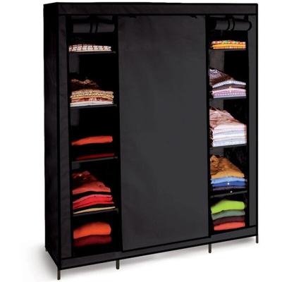 Idmarket - Kleiderschrank Kleiderschrank faltbar Stoff schwarz Dressing xxl Image
