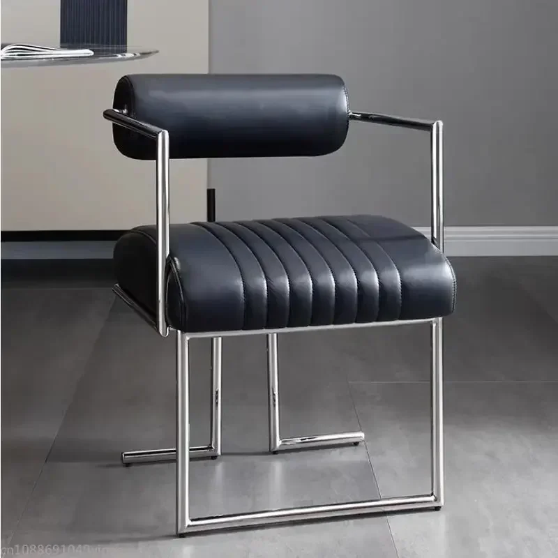 Bauhaus Esszimmerstuhl, 48 cm Sitzhöhe, Designer-Stühle mit moderner Rückenlehne aus Edelstahl, für Zuhause, Schlafzimmer, Wohnzimmer, Möbel