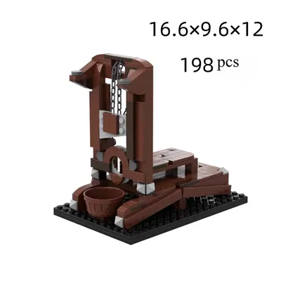 Moc Mittelalterliche Szene Alte Guillotine Baustein Montage Spielzeug Modell Kleine Partikel Puzzle Image