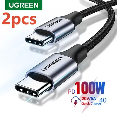 UGREEN 2 Pack USB Type C to USB C Cable PD 100W 60W Charging Cable for Macbook Xiaomi Samsung Fast