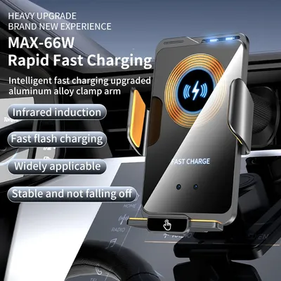 Car Wireless Phone Holder Max 66W Magnetic Charger Head 15W Fast Charging Station Infrared Induction