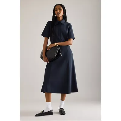 ALIGNE Luka Short-Sleeve Ponte Midi Shirt Dress