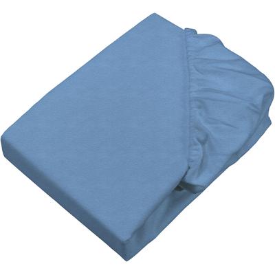 Spannbettlaken SETEX "Feinbiber in Gr. 70x140, 90x200, 140x200 oder 180x200 cm", blau (mittelblau), B:90cm L:200cm, Feinbiber, Obermaterial: 100% Baumwolle, Laken, für Matratzen bis 23 cm Höhe, Winter, Bettlaken Image