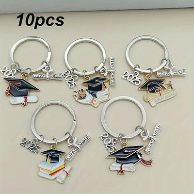TEMU 10pcs Graduation Keychain Set- Cap& Tassel Charm Badge Pendant For Backpack/gift Bag Decor, Party Favors Keepsake() Image
