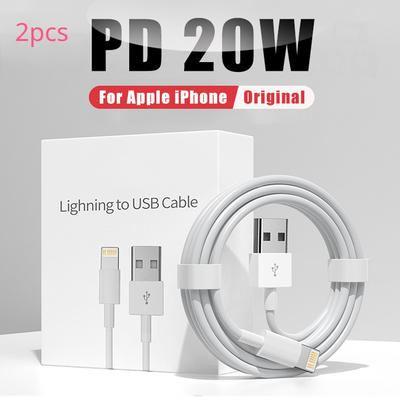 TEMU 1/2pcs With Original Box Fast Charging Usb Lightning Cable For Iphone 11 12 13 14 Pro Max For Iphone 7 8 Plus Usb Charger Image