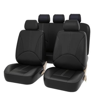 TEMU 9-piece Premium Pu Leather Universal Seat Covers - Breathable, Easy To Clean, Durable, Foam Filled, Only - Full Enclosure Protection For Front And Rear Seats Image