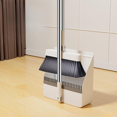 TEMU 3-in-1 Magnetic Broom & Dustpan Set With Swivel Folding Design, Thickened Enlarged Dustpan No Sticky Hair, Household Soft Bristle Broom Blue/orange/white Image