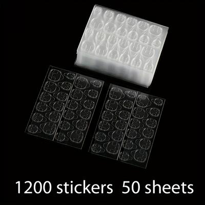 TEMU 1200 Stickers 50 Sheets Jelly Glue Ultra-thin Double-sided Gel Nail Tips Super Sticky Fake Nails Yellow, Pink, White Glue Options Durable Waterproof Removable Image