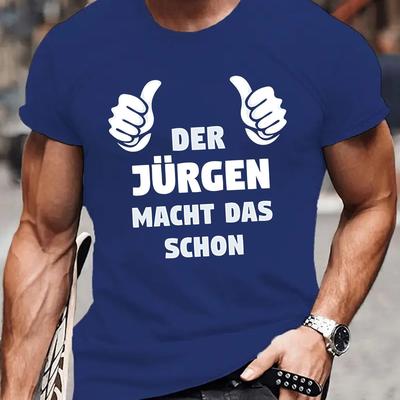 TEMU Der Jurgen Macht Das Schon Men's Graphic Short Sleeve T-shirt - Design, Lightweight Summer Tee, Regular Fit Casual Top, Machine Washable Image